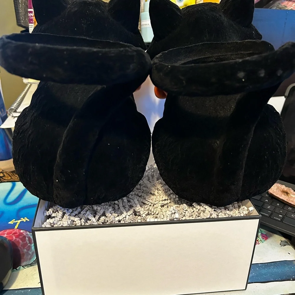 Bath & Body Works Black Plush Cat Pair with Orange Metallic Bows 2025